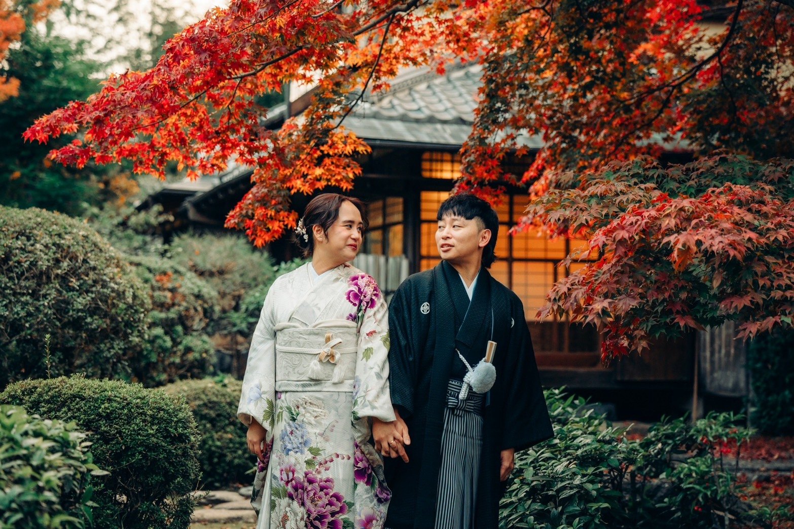 Japanese attire wedding photo in Kyoto